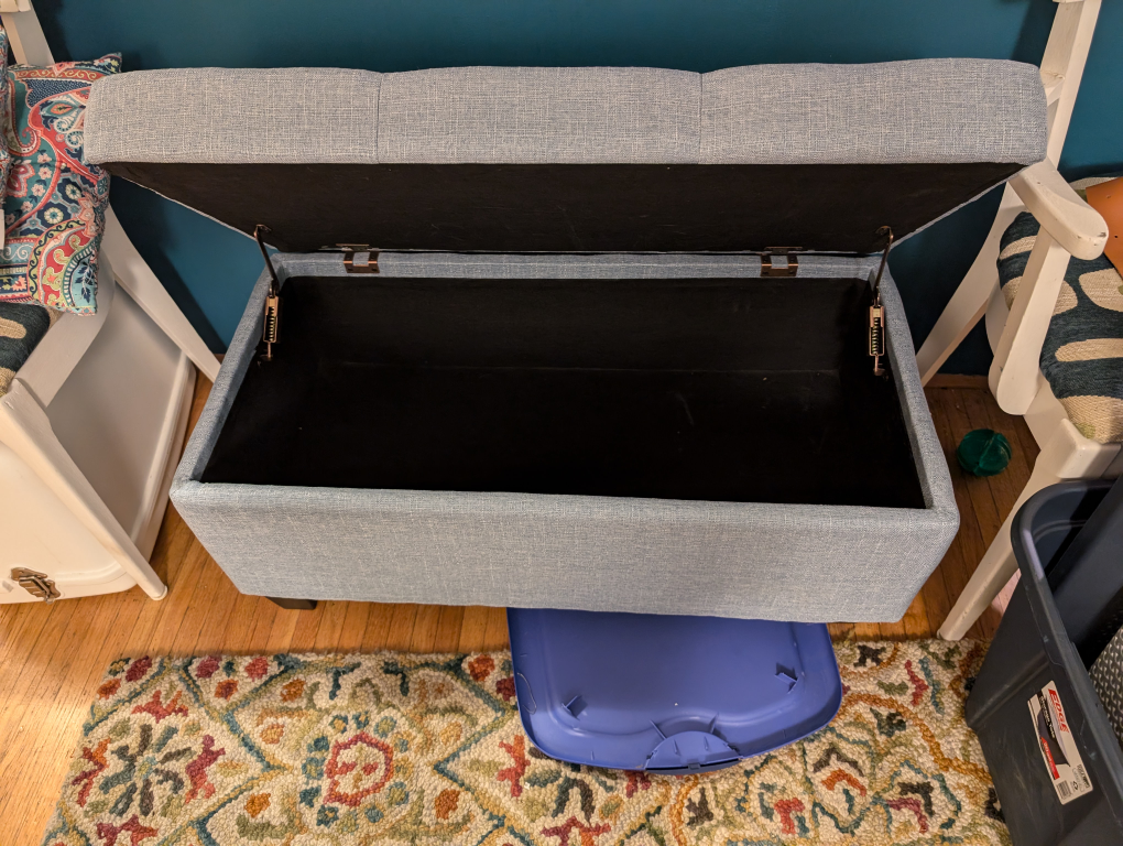 soft bench with storage, like new - photo 2