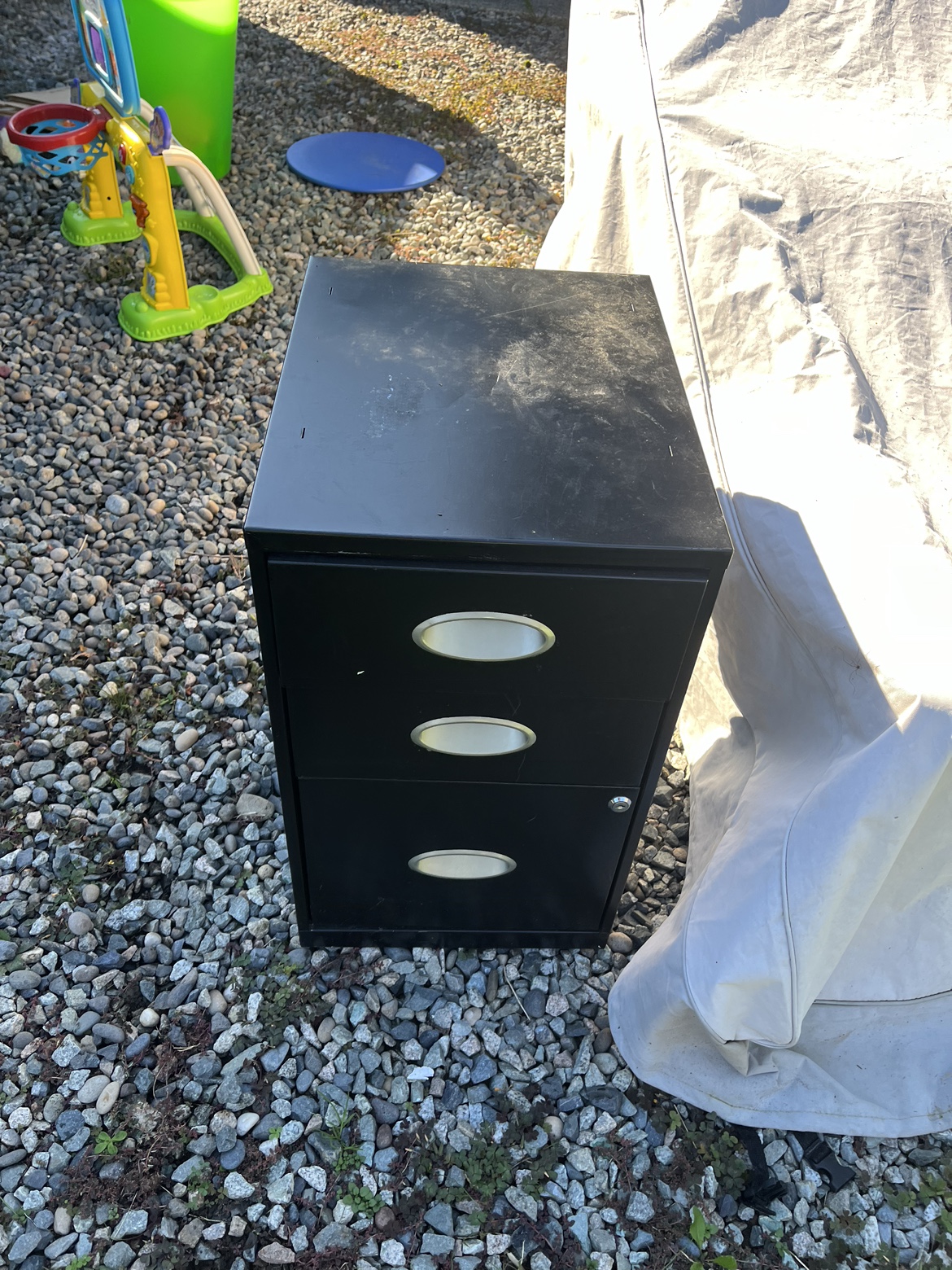 Black Metal 3 Drawer Filing Cabinet