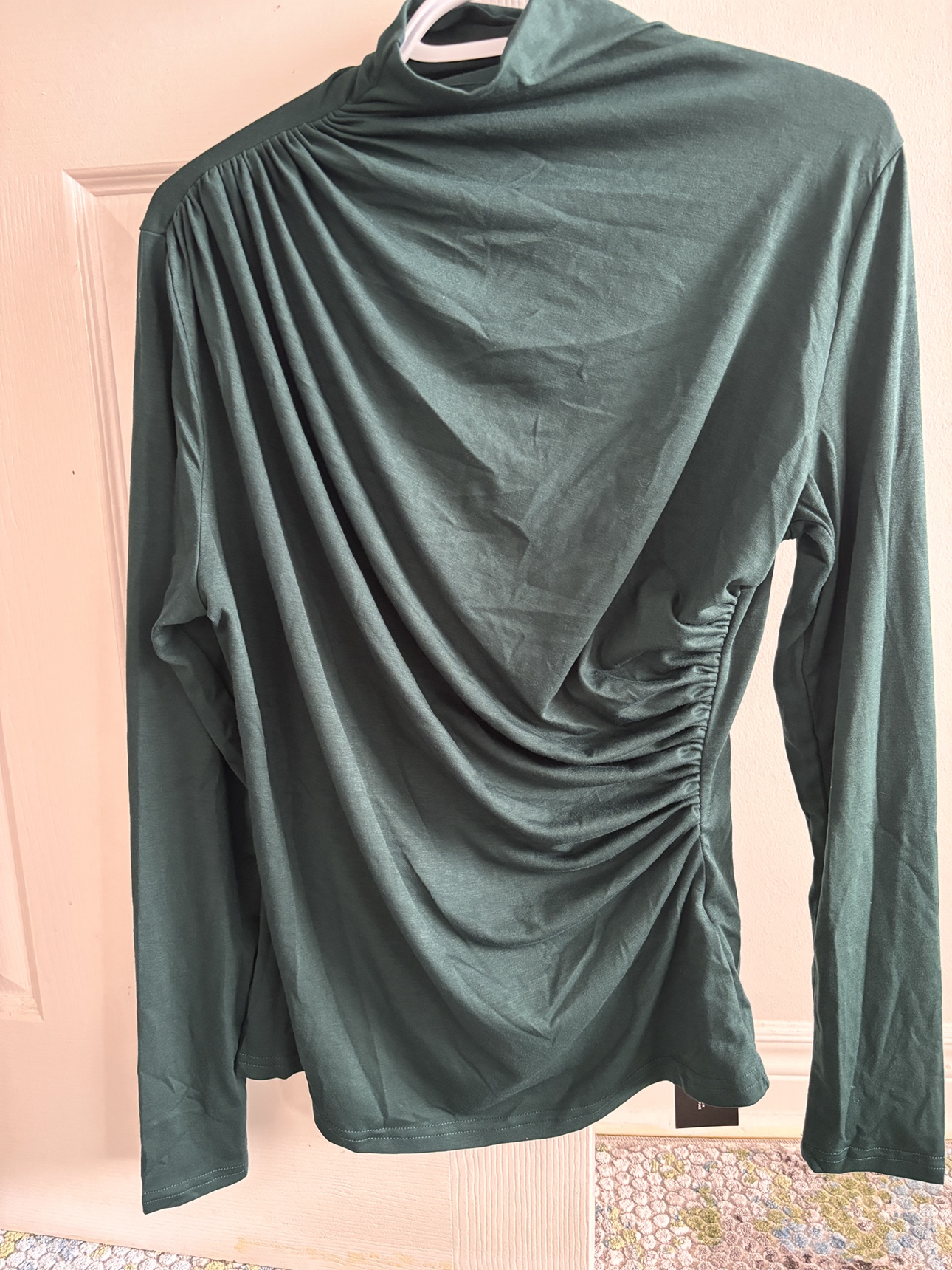 Green Mock Neck Long Sleeve Shirt