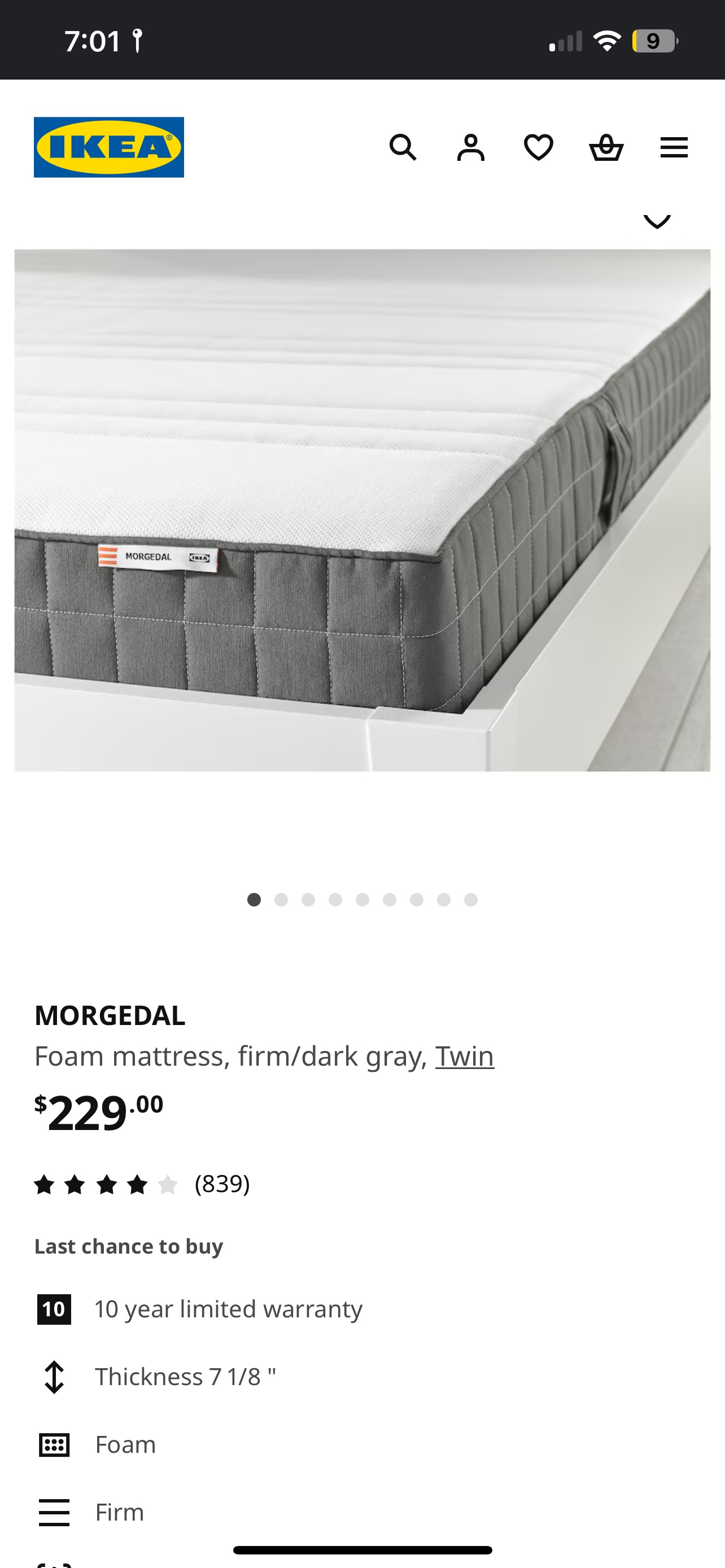 IKEA MORGEDAL Foam Mattress - Firm (Twin) - Almost New - photo 3