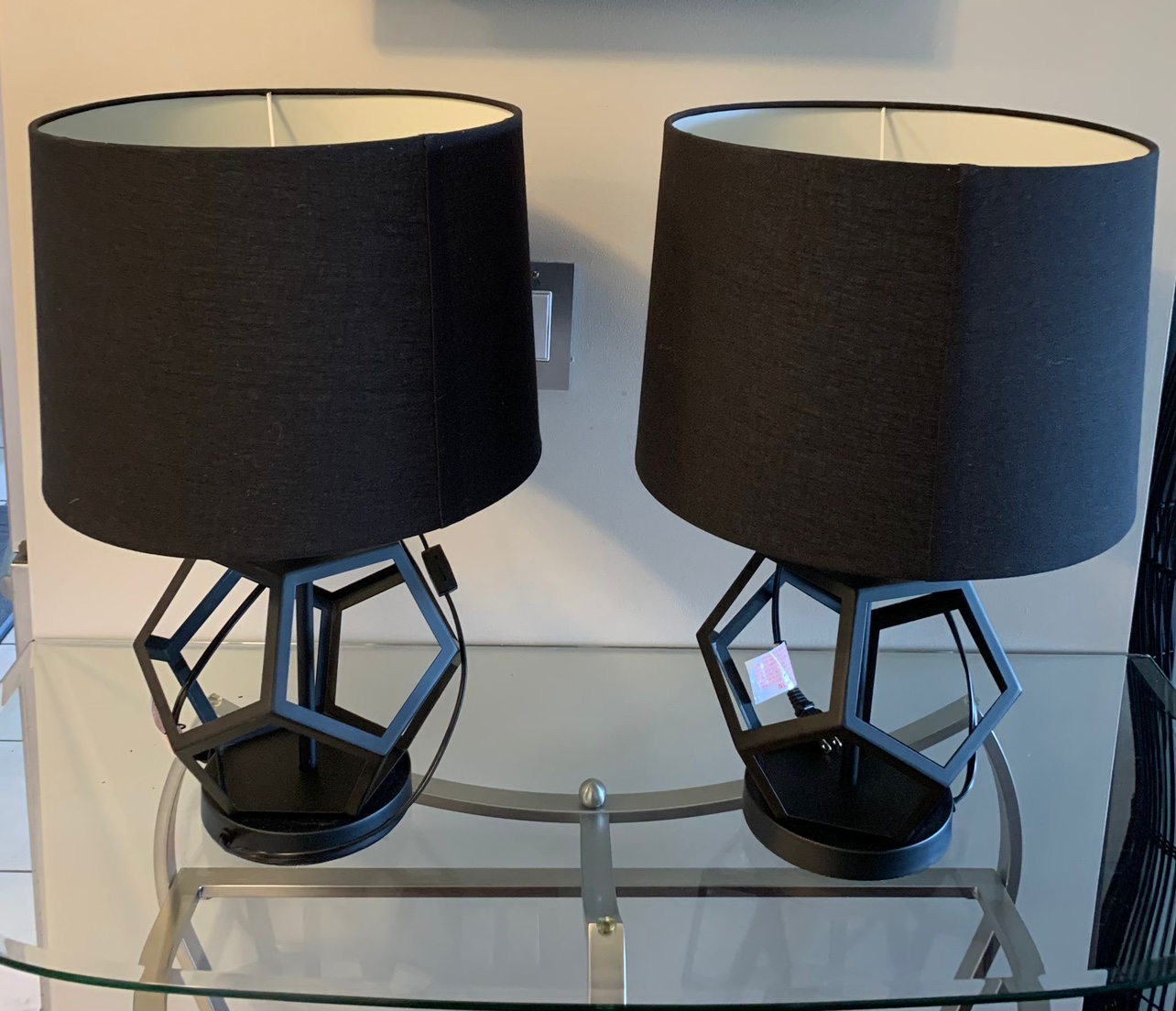 Set of 2 Black Geometric Table Lamps