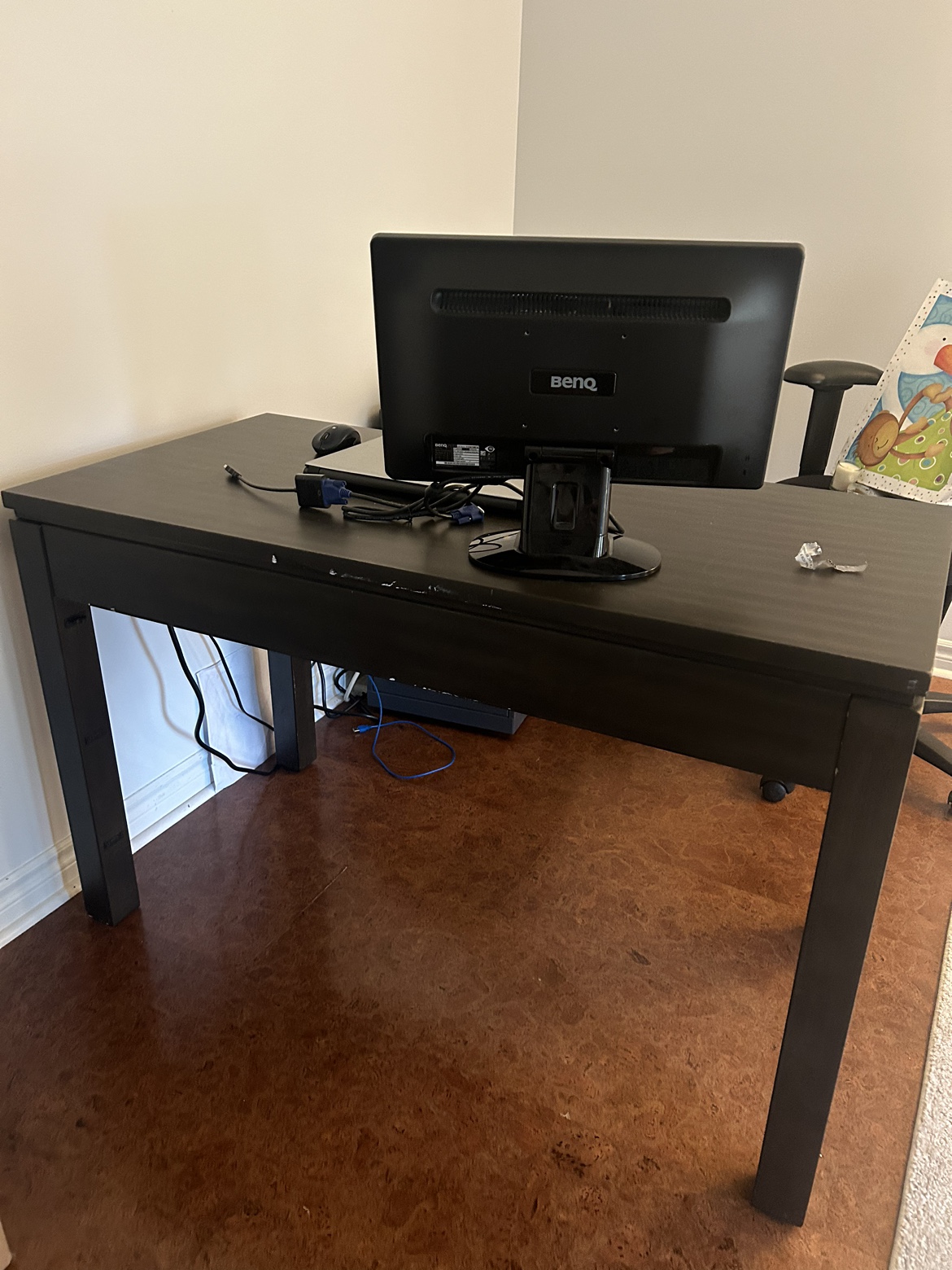 Dark Brown Desk with Drawer - photo 3