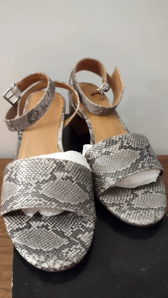 J. Crew Snakeskin Block Heel Sandals thumbnail