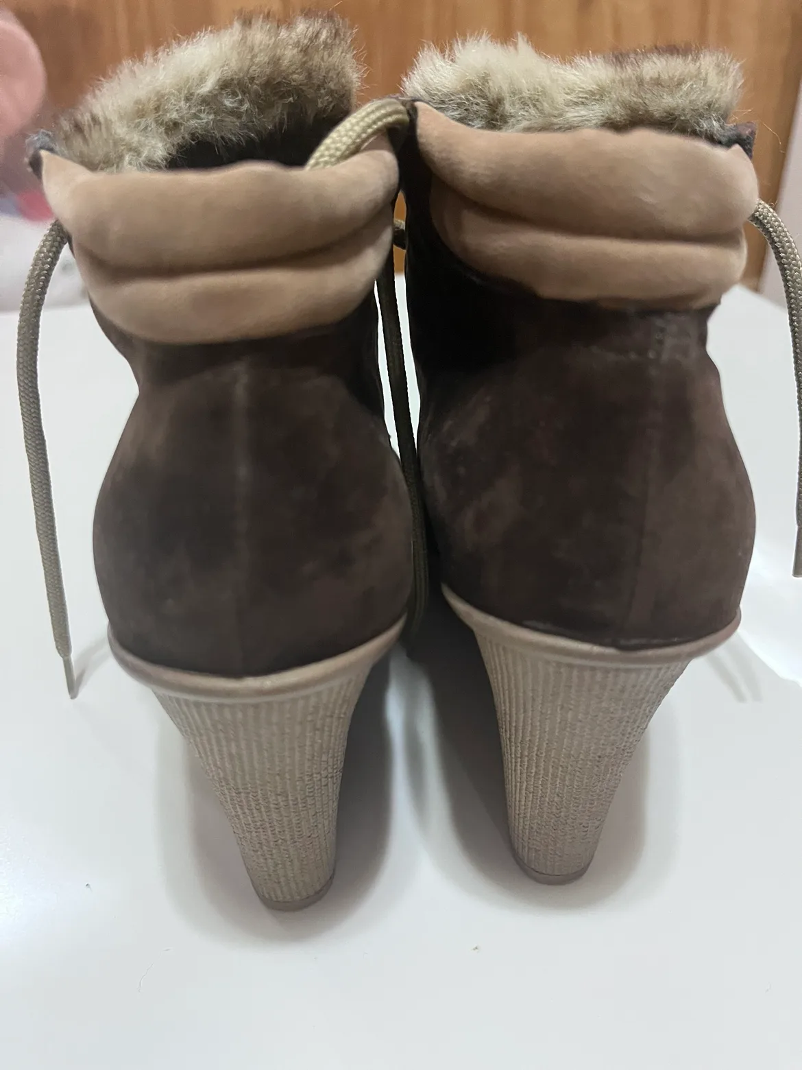 Brown Suede Wedge Booties image indicator(3)