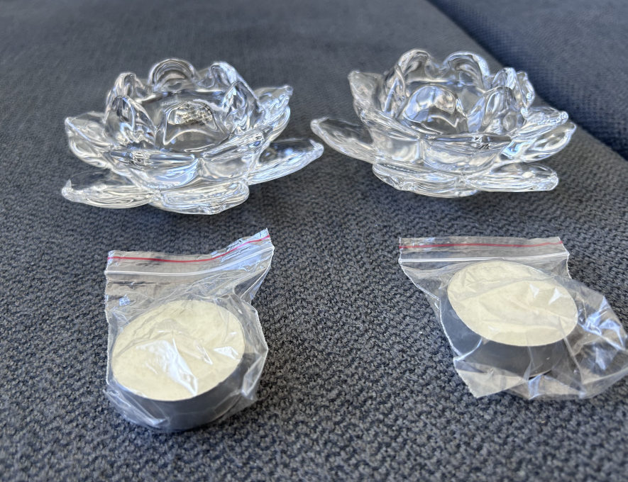Lotus Crystal Votive Pair -Candle Holders-Tealight Candles-NEW - photo 3