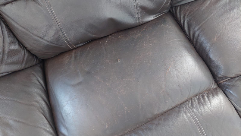 Brown Leather Reclining Sofa - photo 5