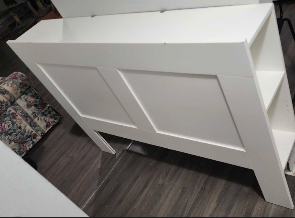 White Headboard with Built-in Shelving