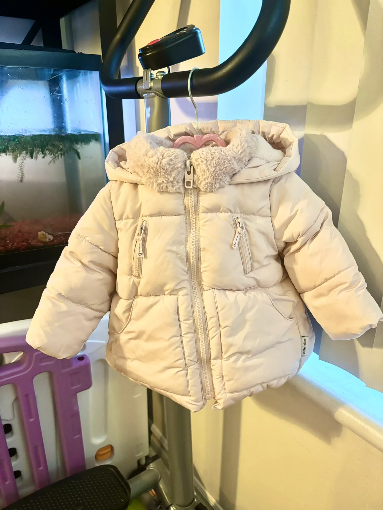 Zara Baby Winter Jacket 6-9 months. Baby pink image indicator(2)
