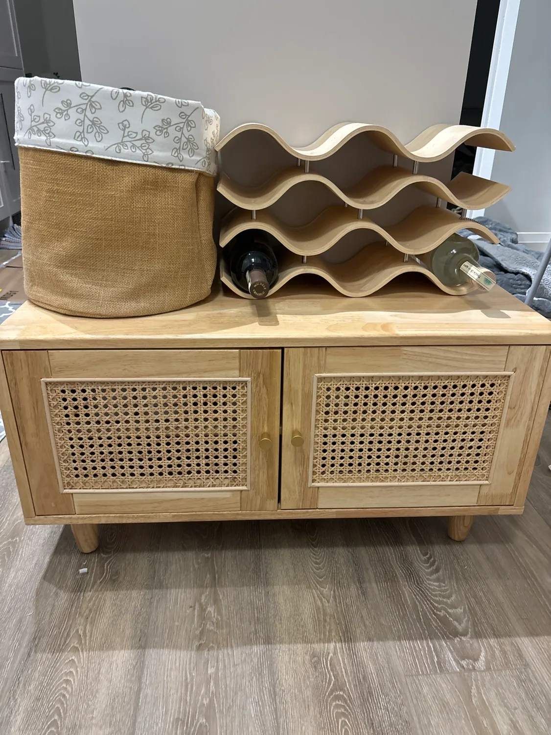 Wooden Cabinet with Rattan Doors thumbnail