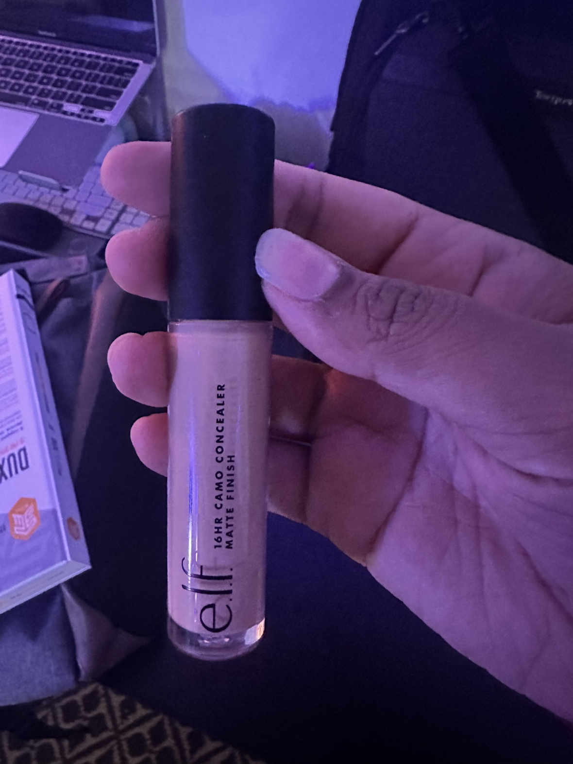 e.l.f. 16HR Camo Concealer in Medium Beige and hair band