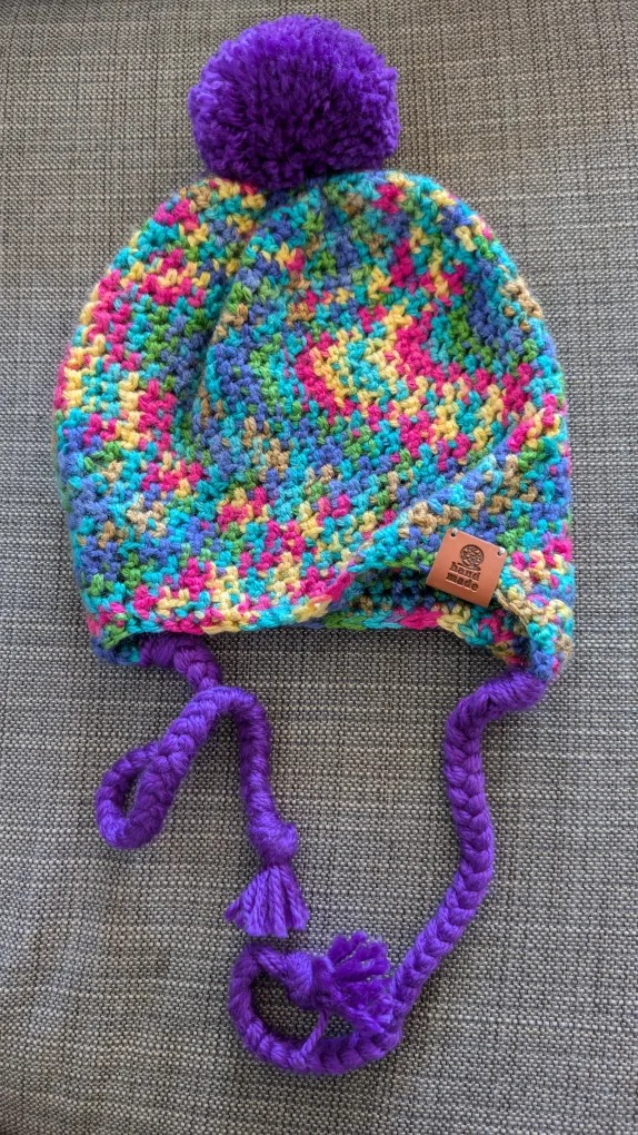 Handmade Multicoloured Crocheted Torque with Pom Pom thumbnail