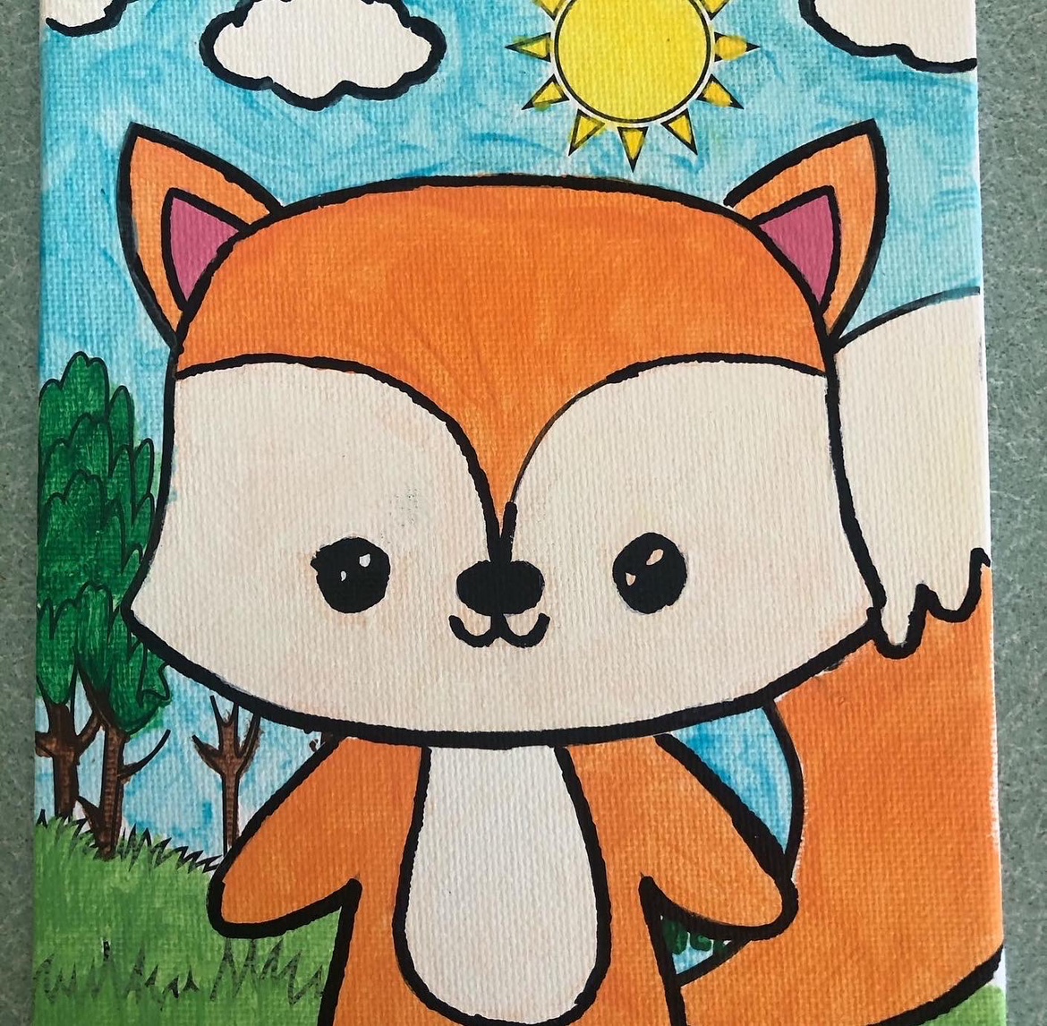 Set of 5 Original Acrylic Paintings on Canvas