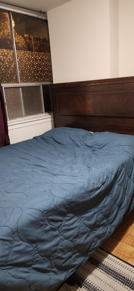Double Bed Frame with Headboard & Nightstand and lamp - photo 2