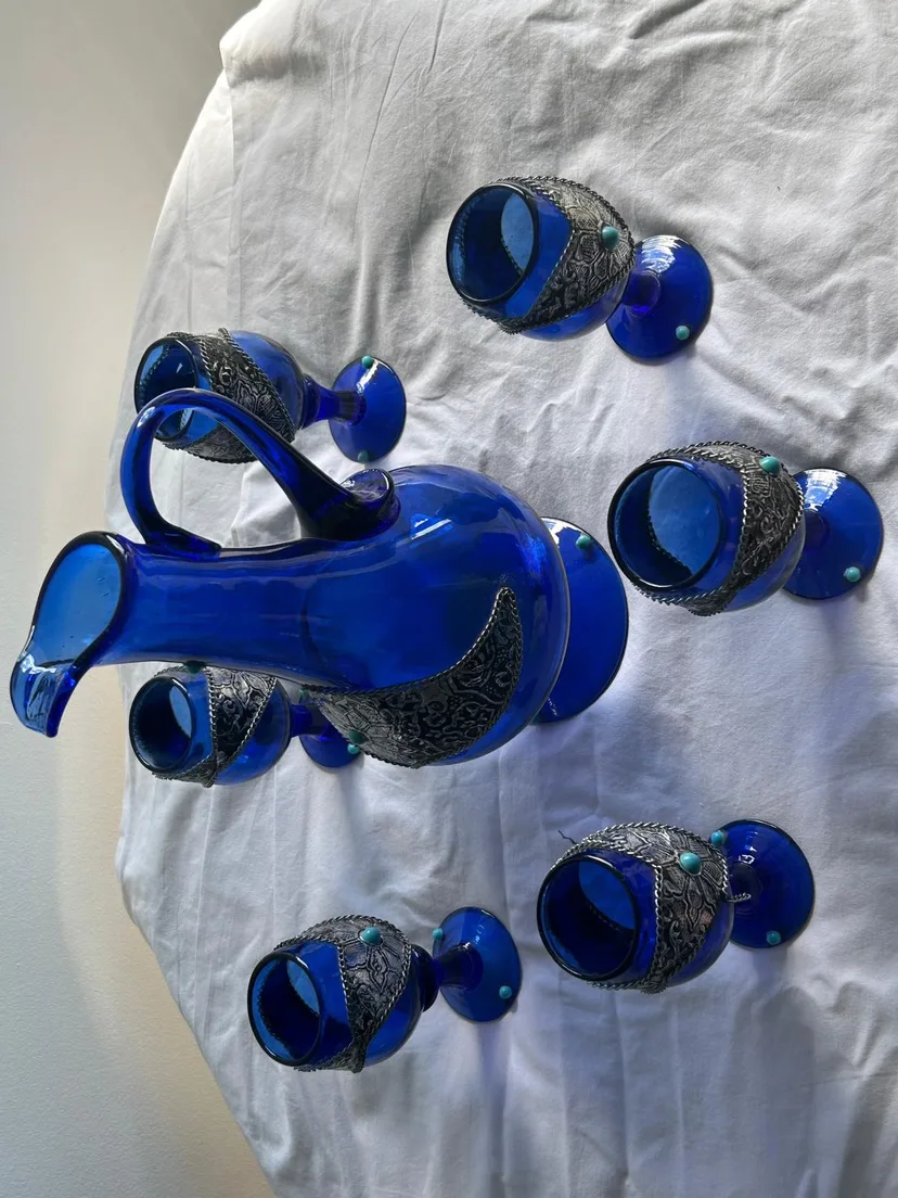 Blue Glass Decanter Set image indicator(5)