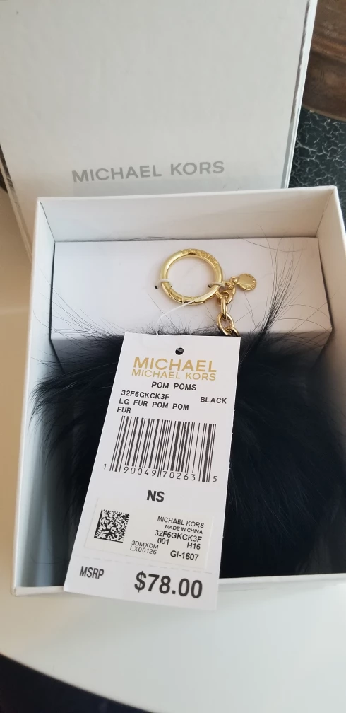 Michael Kors Black Fur Pom Pom Keychain - photo 2