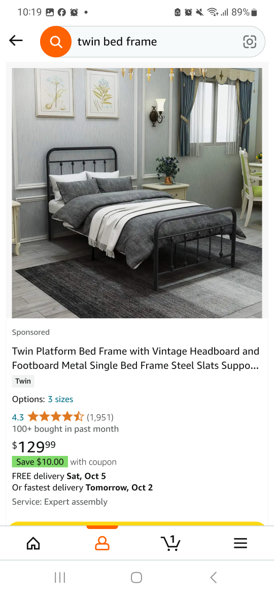 Black Metal Twin Bed Frame - photo 3