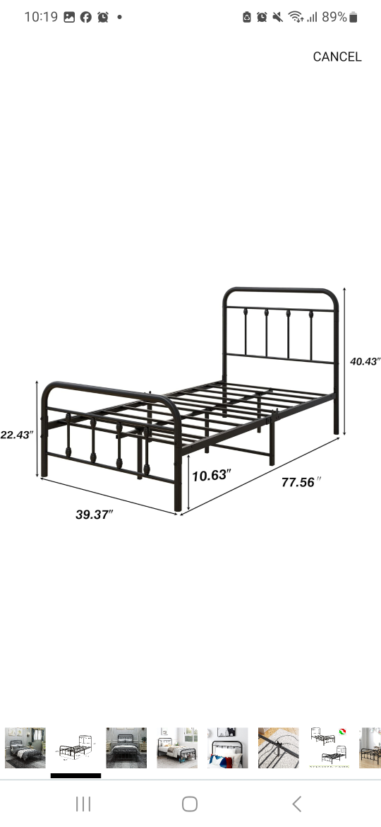 Black Metal Twin Bed Frame - photo 4