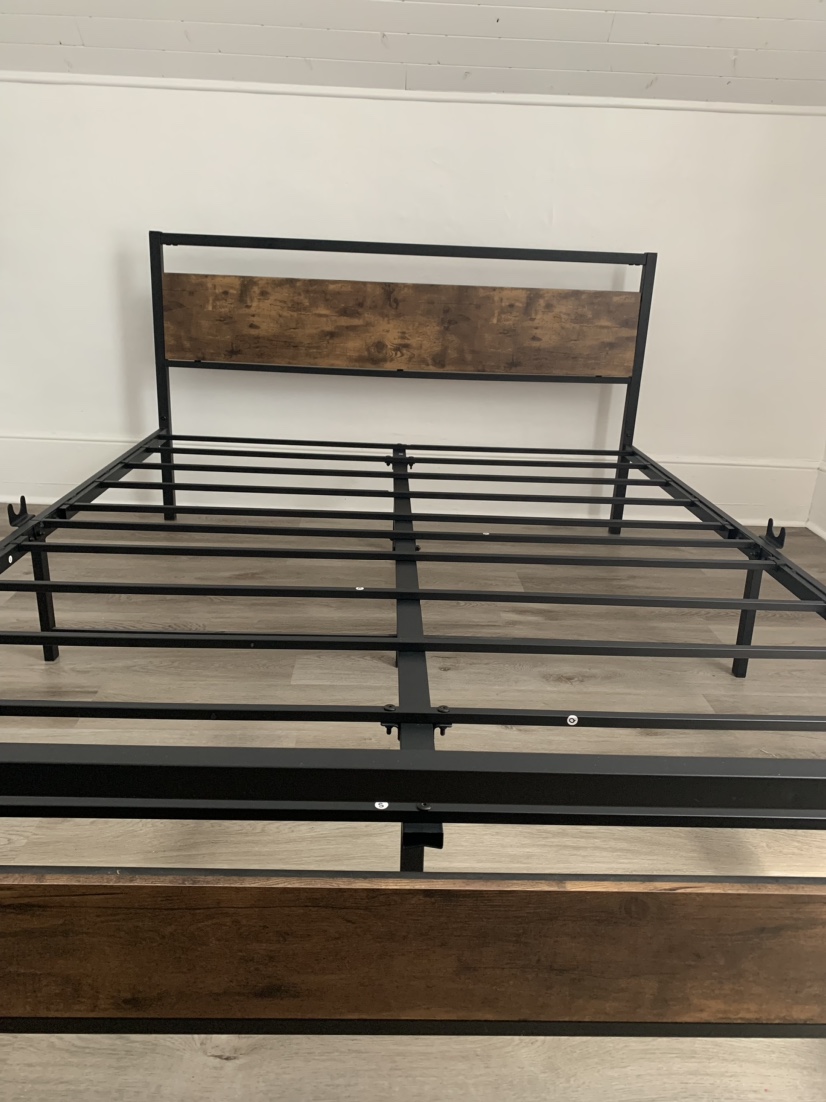 Queen Metal Bed Frame with Wood Headboard - photo 3