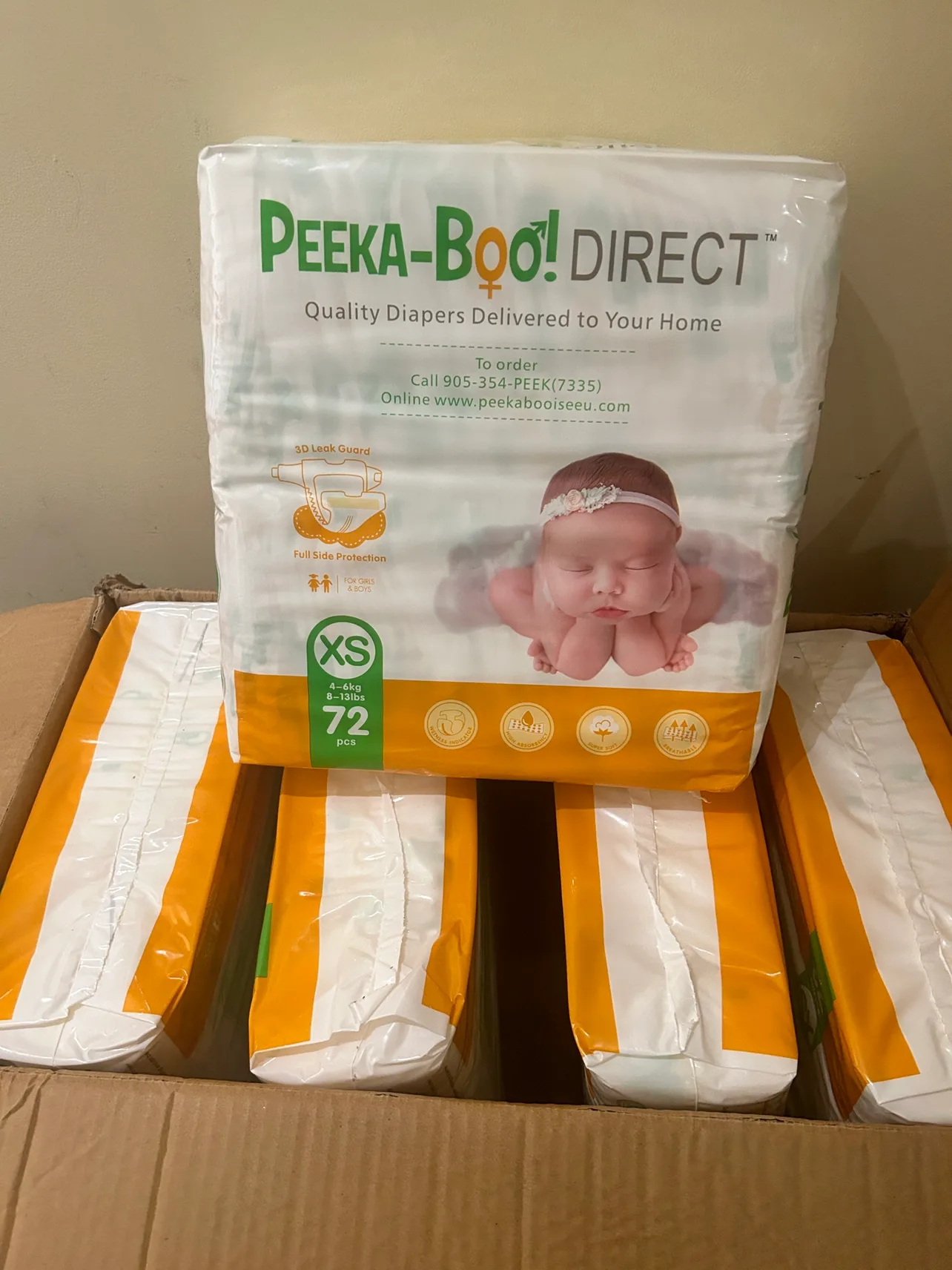 $10 for 5 packs Diapers Size XS - 72 Count