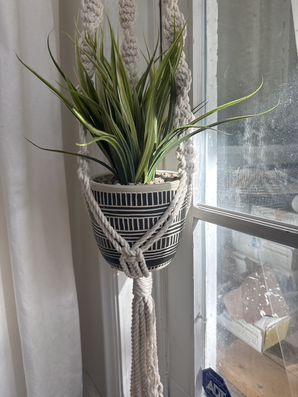 Macrame Boho Plant Hanger and fake plant - photo 2