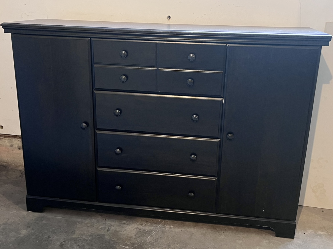 Black dresser with doors