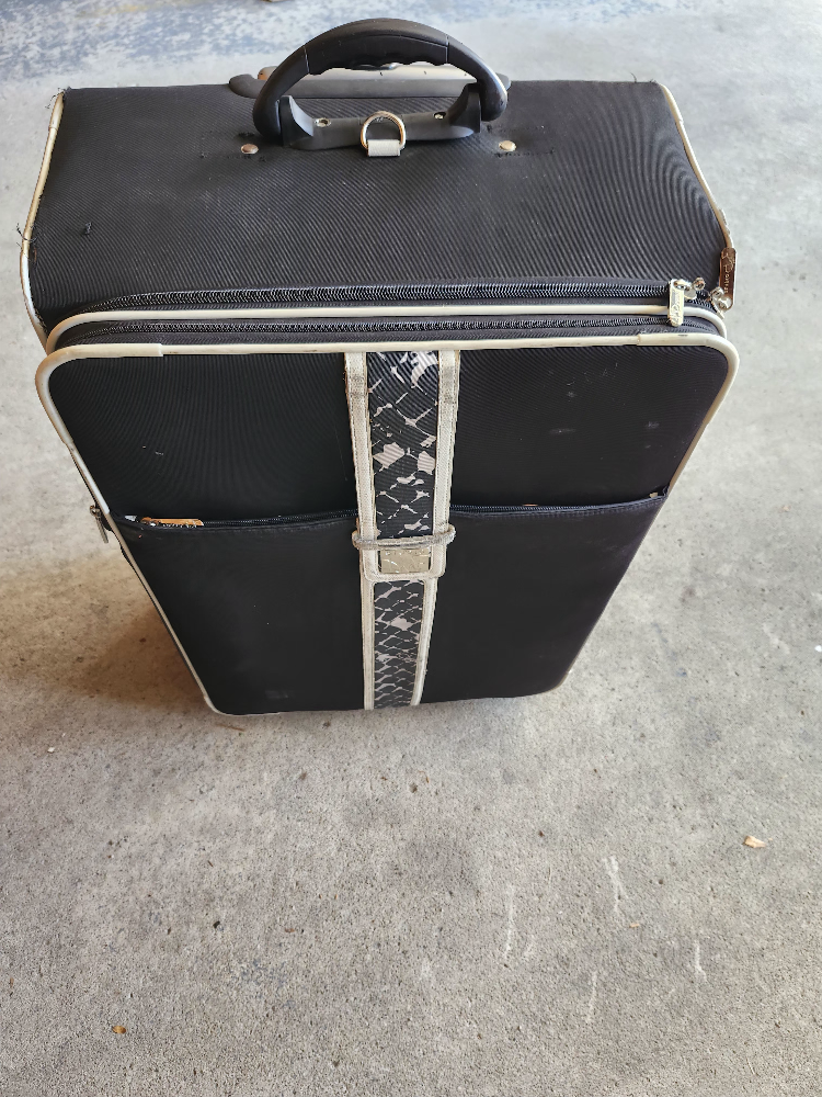 Set of Two Black Suitcases with White Trim - photo 4
