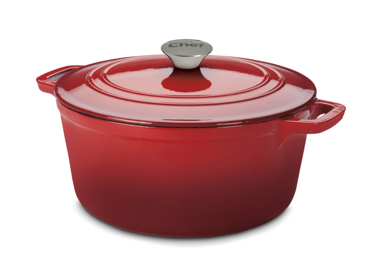 Brand new Master Chef 4.6L Round Red Cast Iron Dutch Oven