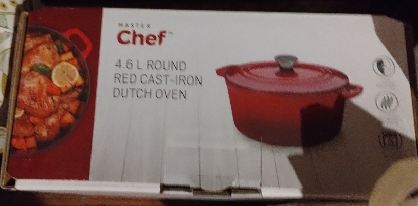 Brand new Master Chef 4.6L Round Red Cast Iron Dutch Oven - photo 3