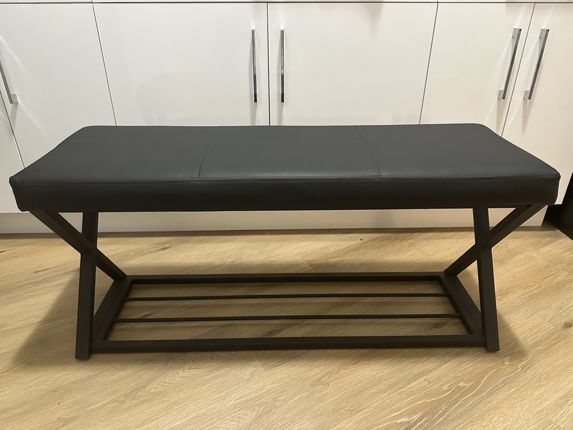 Black Faux Leather Entryway Bench - Excellent Condition