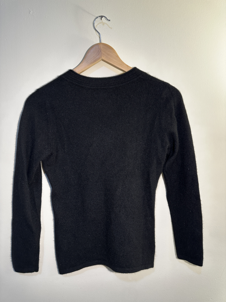 Black V-Neck Cashmere Sweater - photo 2