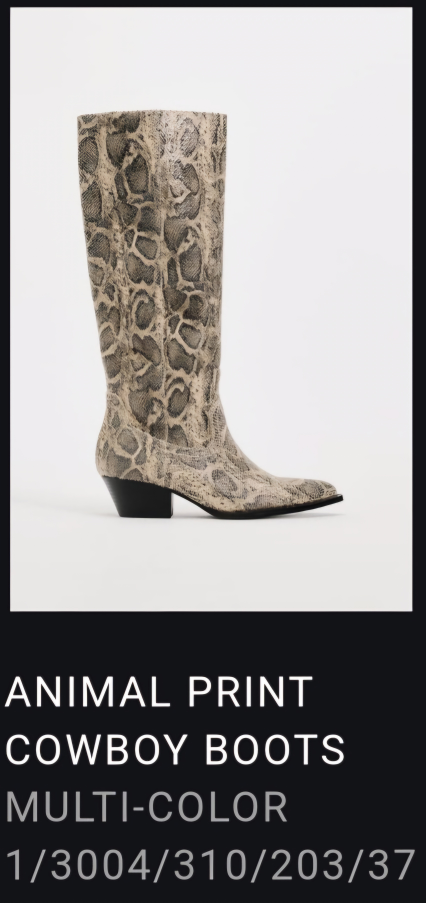 Zara Snakeskin Cowboy Boots