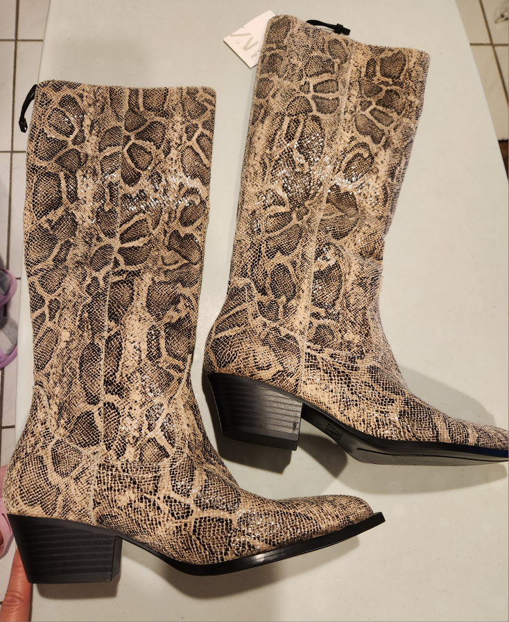 Zara Snakeskin Cowboy Boots - photo 5