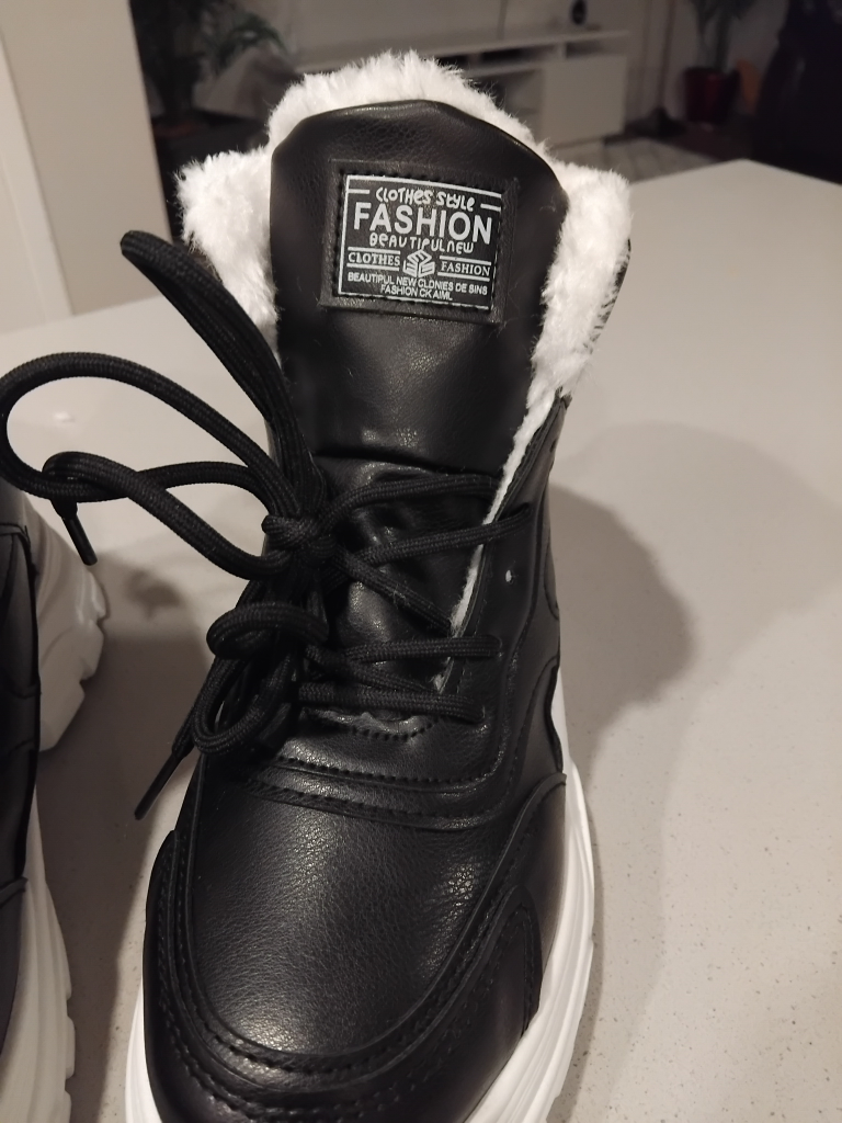 Black Fur Lined High Top Sneaker - photo 2