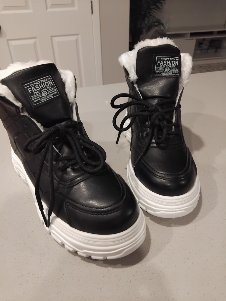 Black Fur Lined High Top Sneaker - photo 5