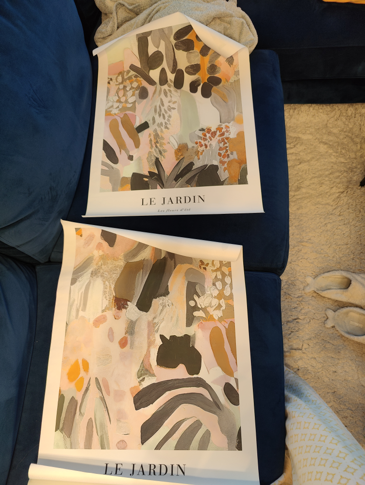 Two large floral canvas posters