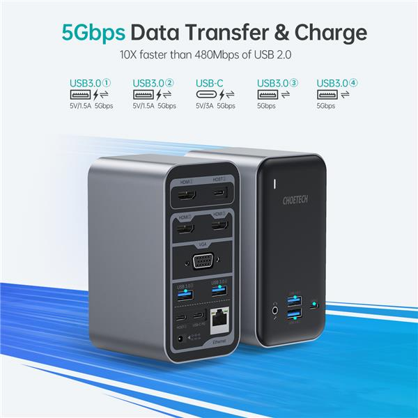 CHOETECH 10-in-1 USB-C Hub with 100W Power Delivery - photo 2