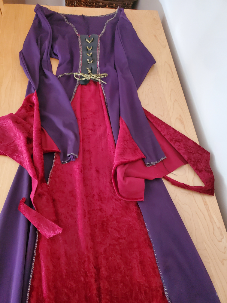 🎃 Halloween Purple and Red Velvet Costume Dress