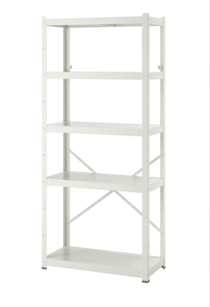 White Metal Shelving Unit