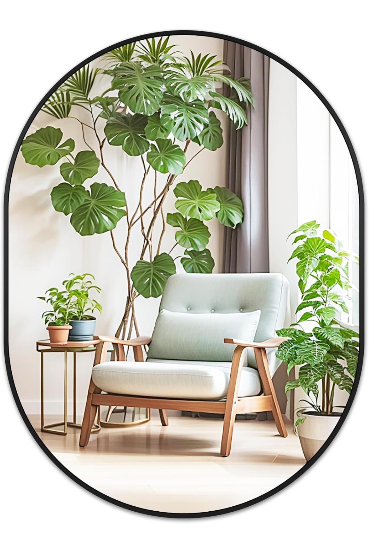 Oval Wall Mirror with Black Frame - photo 4