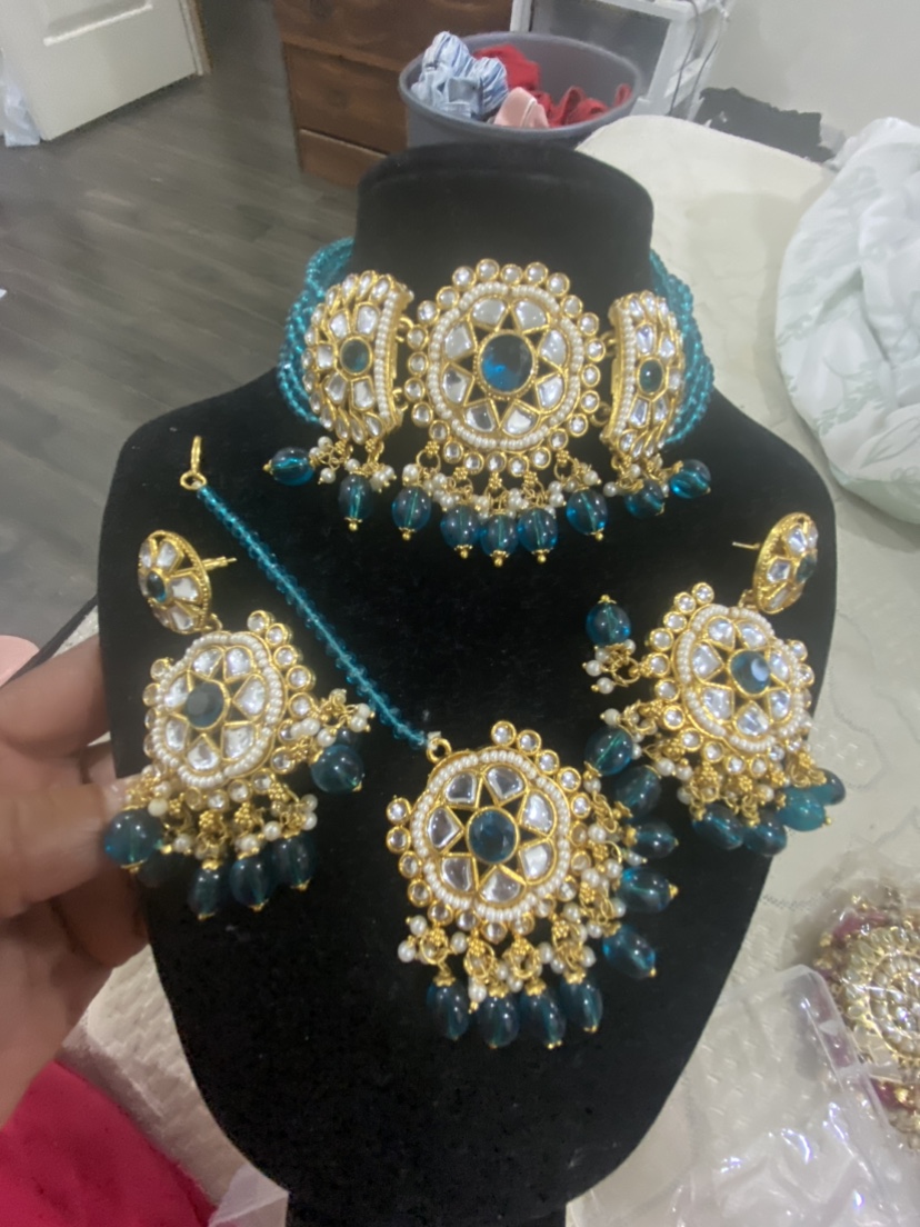 Kundan Jewelry Set ( New) peacock colour - photo 3