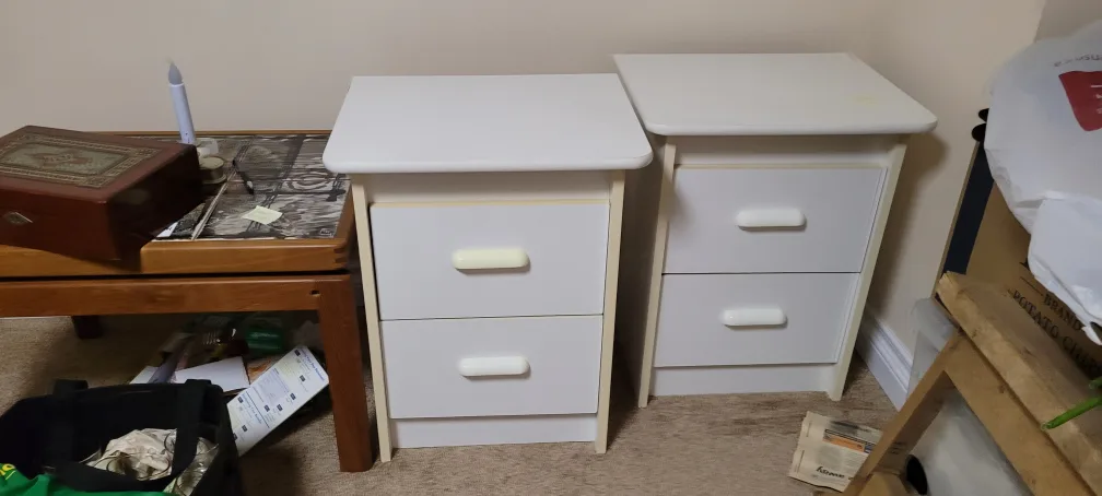 Two Drawer White Nightstands thumbnail