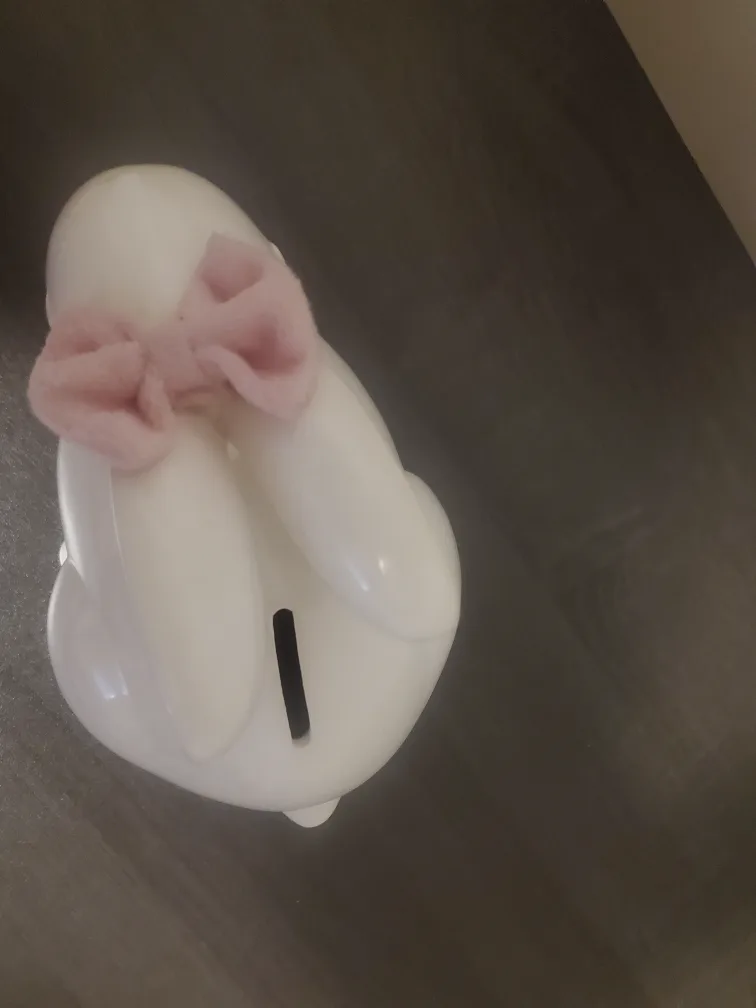 Ceramic Bunny Piggy Bank with Pink Bow image indicator(2)