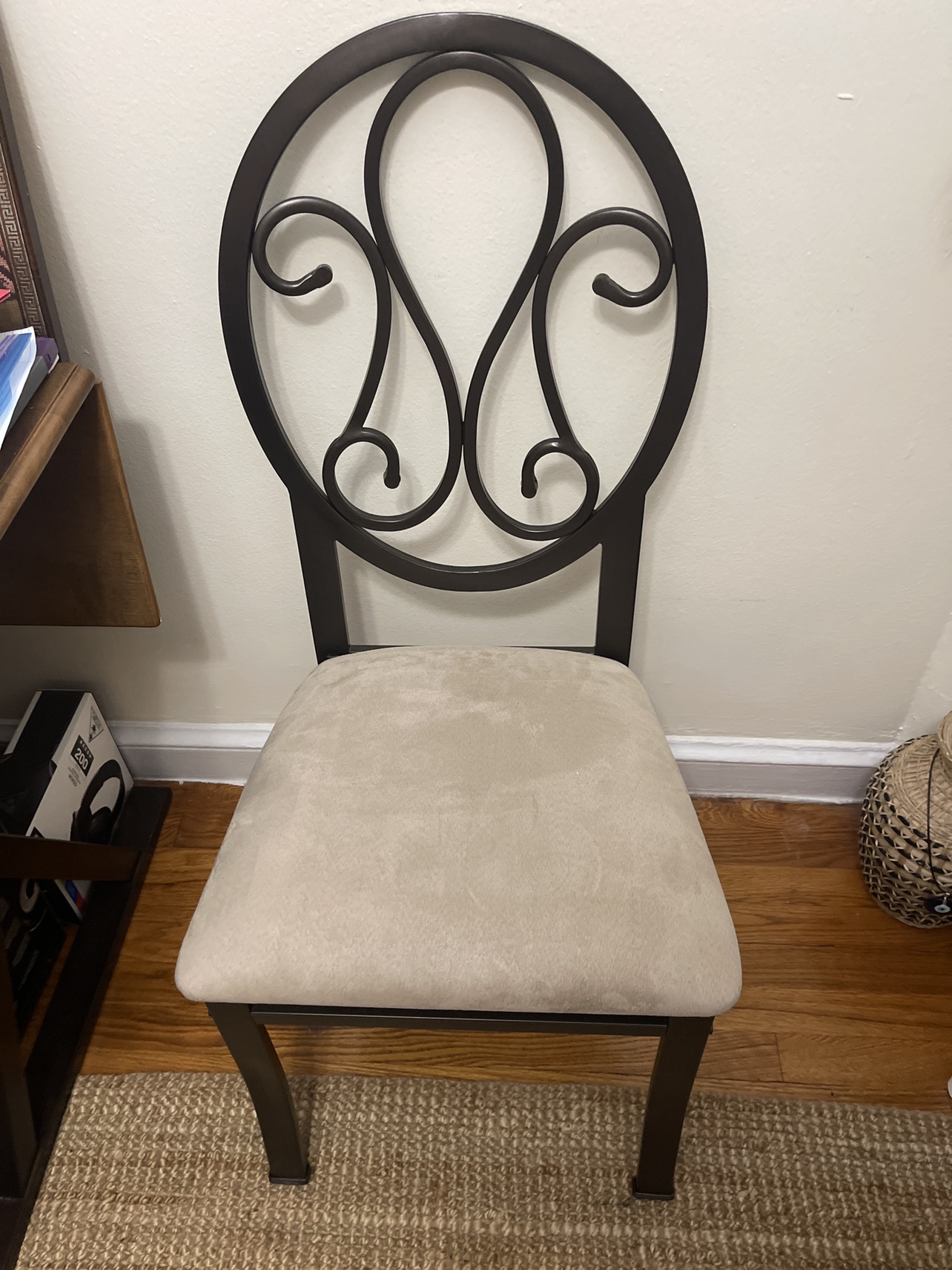 6 Dining Room/Kitchen Metal Chairs with Upholstered Seats