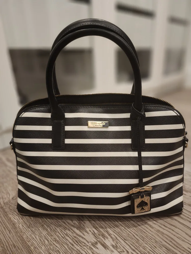 Kate Spade Black and White Striped Handbag thumbnail