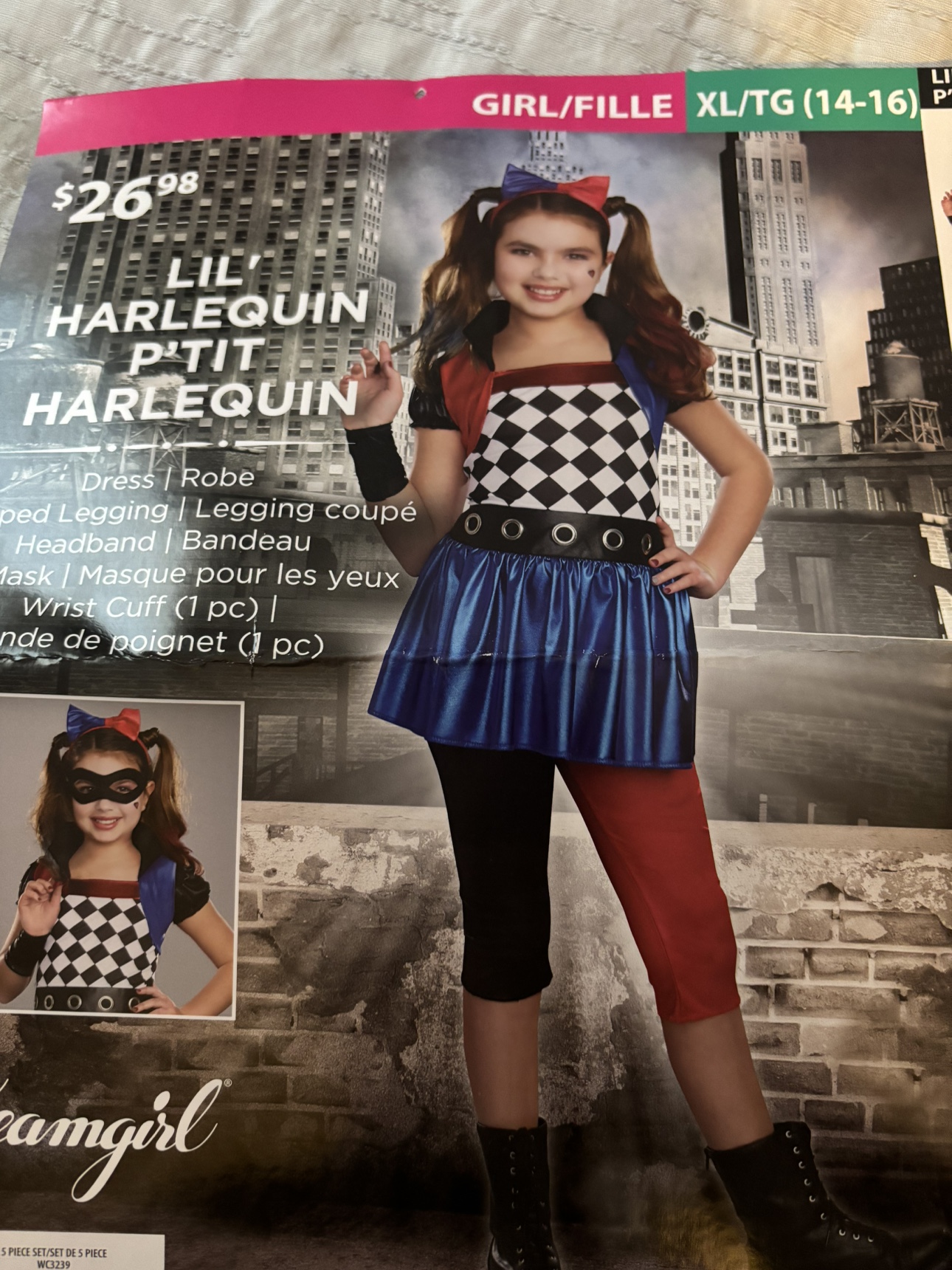 Lil' Harlequin Costume - Size XL/TG (14-16)