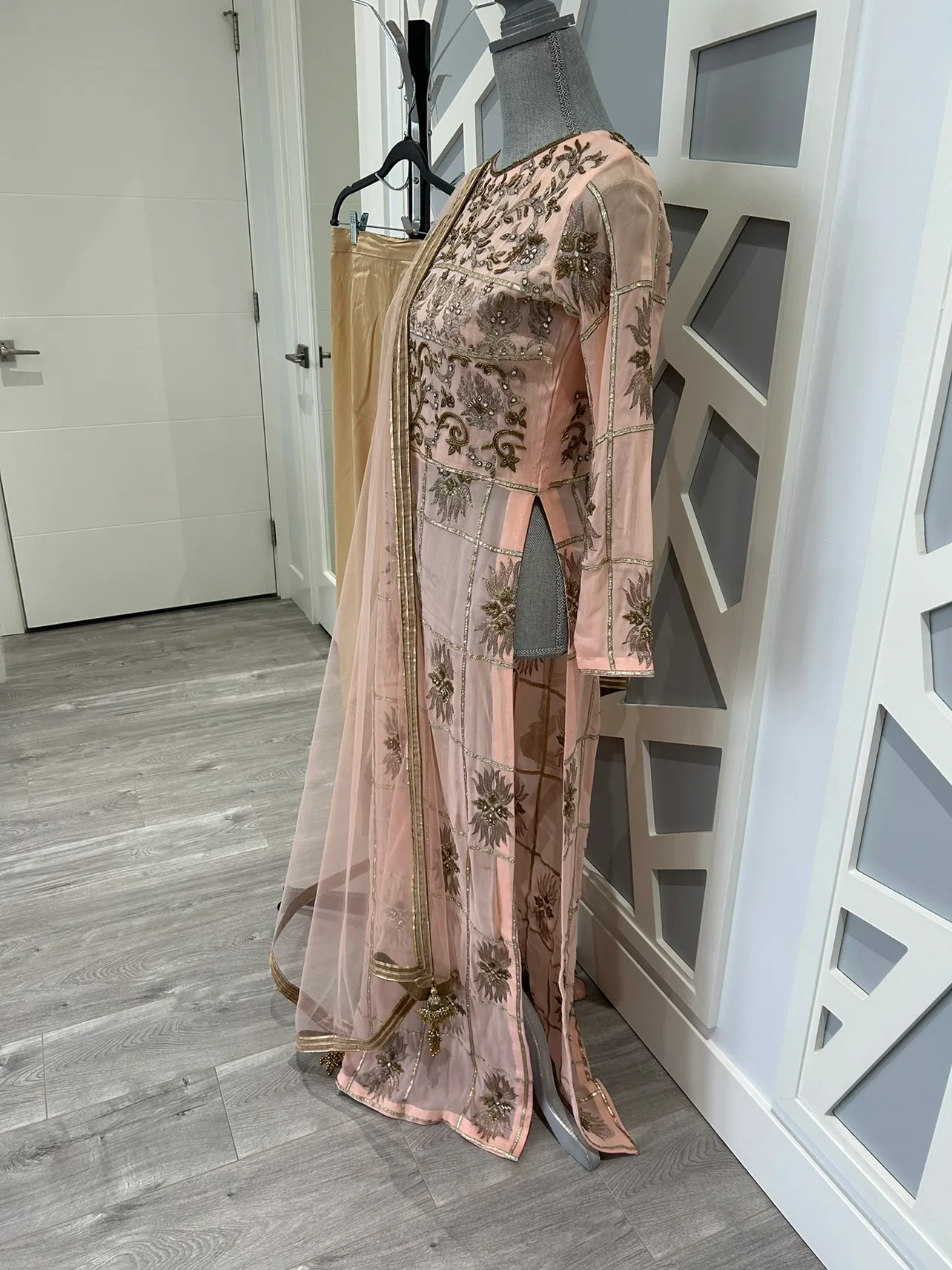 Peach Embroidered  Salwar Kameez with Dupatta image indicator(7)