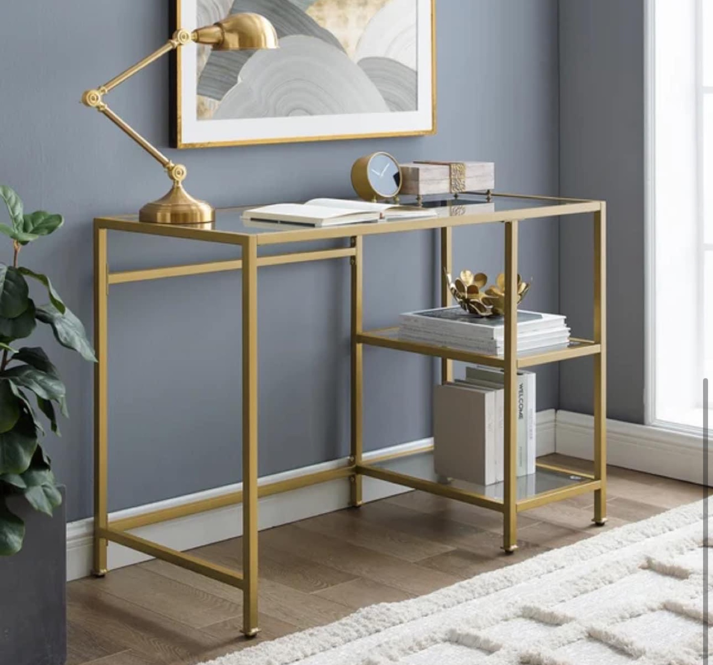 Gold Glass Desk - photo 2