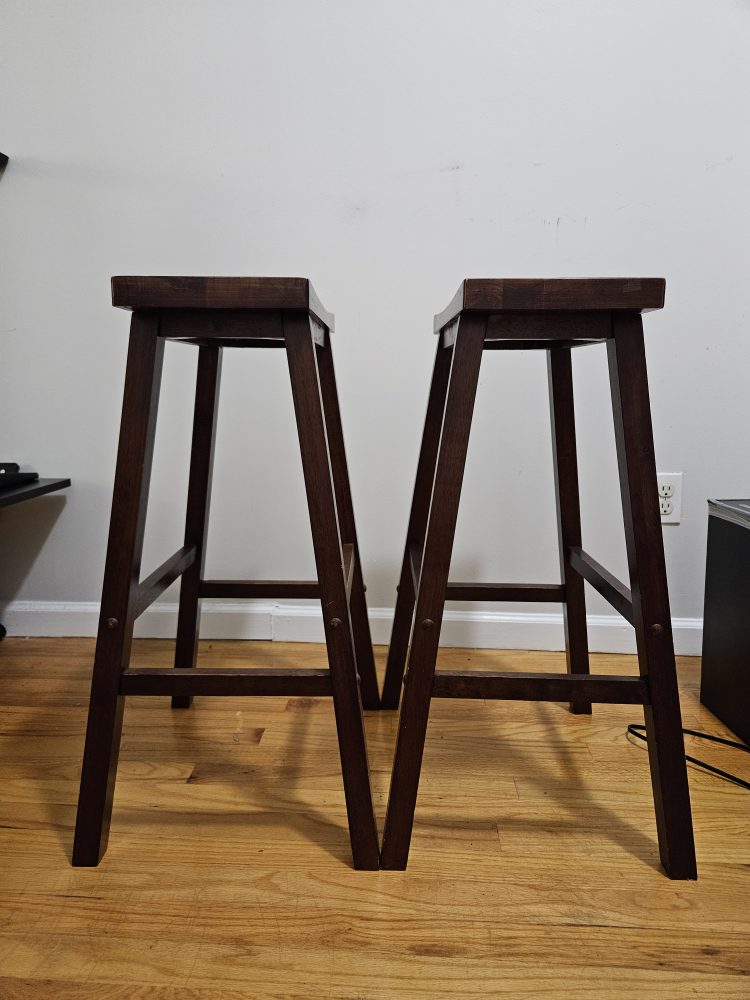 Wood Bar Stools - Set of 2