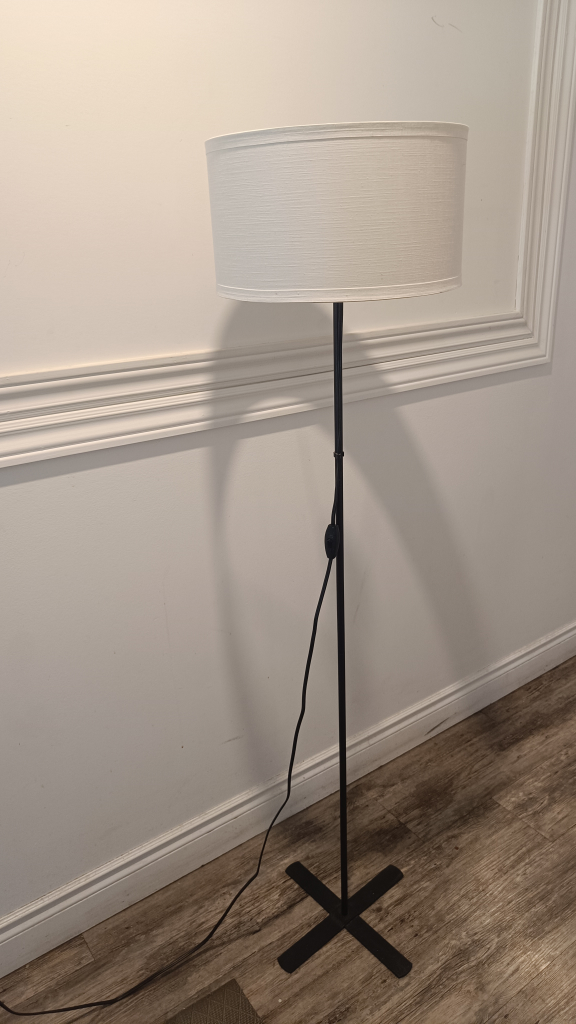 Black Floor Lamp with White Shade