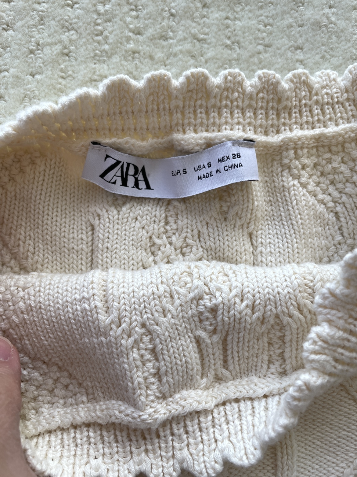 ZARA Cream Knit top with Beaded Flowers - photo 2